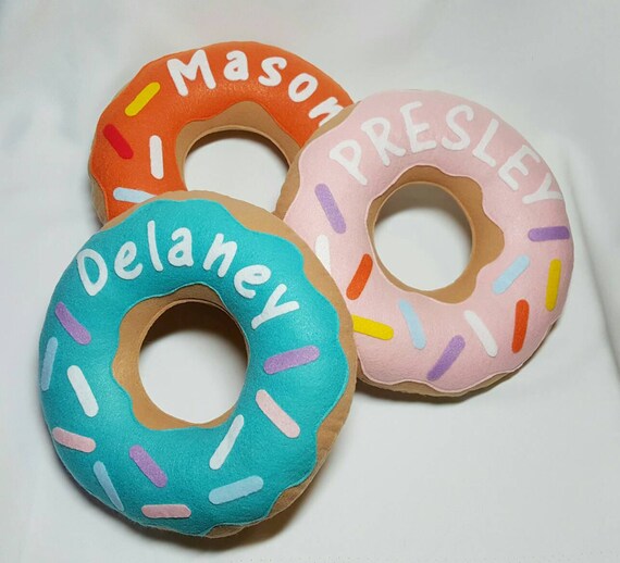 Personalized Felt Donut Pillow your choice by TandeFarmersMarket