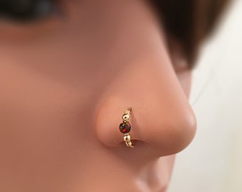 Opal nose hoop, silver nose ring, tiny nose hoop, opal nose ring, nose hoop 18g, nose ring hoop, nose piercing, nose ring 20g, 鼻の宝石