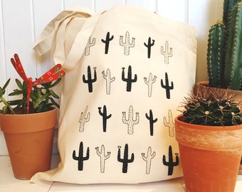 Wild Cactus Tote // Canvas Bag, Cactus, Shopper, Tote Bag, Cotton Tote Bag, Print, Totes, Canvas Tote Bag, Cotton Bag, Inspirational Print,