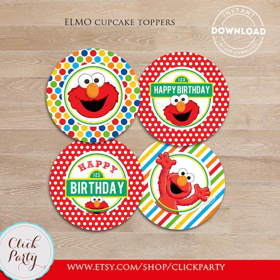 Elmo Cupcake Toppers Sesame Street Printable cake toppers