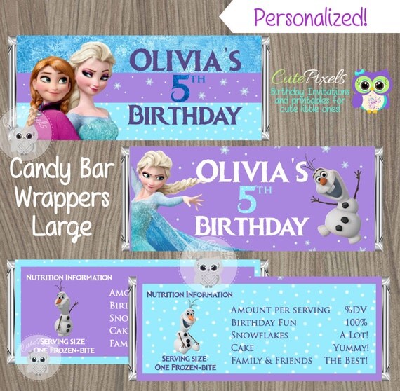 Frozen Candy Bar Wrappers, Candy Bar Wrapper, Frozen Birthday, Frozen Party, Frozen Chocolate bar, Disney Frozen, Frozen Chocolate Wrapper Il_570xn