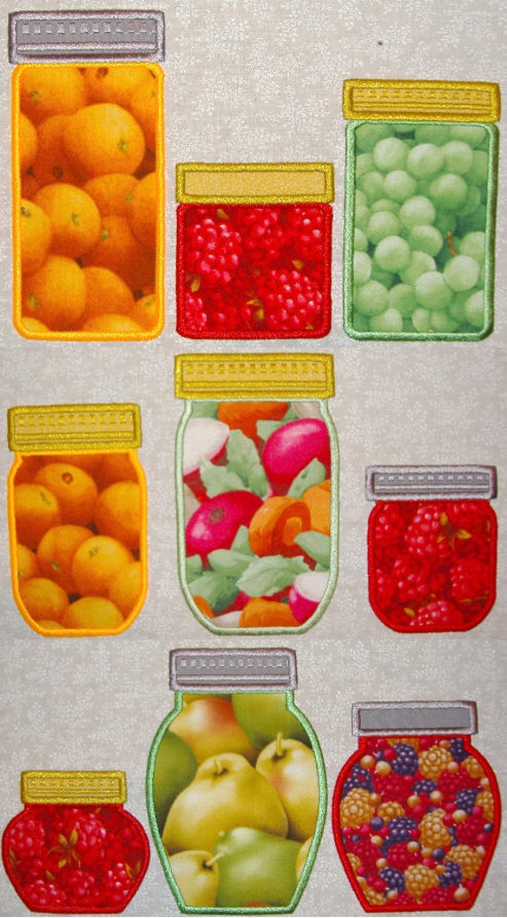 Canning Jars Applique Machine Embroidery Designs