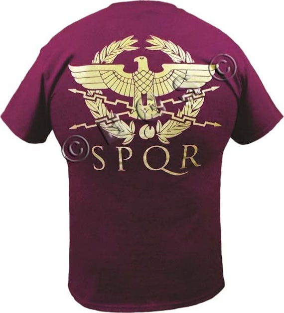 SPQR Italian Roman Legions t shirt w/Gold print custom by BGShirts