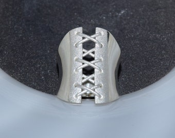 Corset BDSM Ring, Solid Silver Ring, BDSM Jewelry, Bdsm ring, 3D Women Ring, Bondage Ring, BDSM Jewelry, Women Sexy Ring, Wide Stack Ring