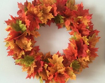 Hand made Autumn leaves wreath - Halloween - Autumn leaves - Autumnal - Door Wreath - Indoor/Outdoor