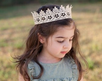 Lace Crown, Birthday Crown, Toddler Crown, Ready to Ship, Halo Crown, Tiara, Silver Crown, Gold Crown, Champagne Crown, Photo Prop