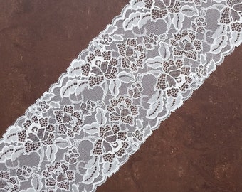 Ivory Stretch Lace, Ivory Lace Fabric Trim, Vintage Lace Trim, Ivory Lace Veil, width 6,88 inch, lace 17,5 sm, lace per metre, Nr2039