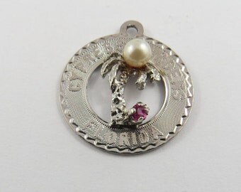 Palm Tree at Cypress Gardens Florida Sterling Silver Charm or Pendant.