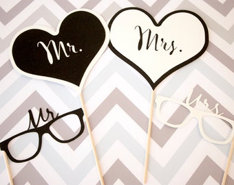 Bride and Groom Photo Booth Props, Mr. and Mrs. Photo Booth Props, Wedding Party Photo Booth Props, Wedding Photo Booth Props