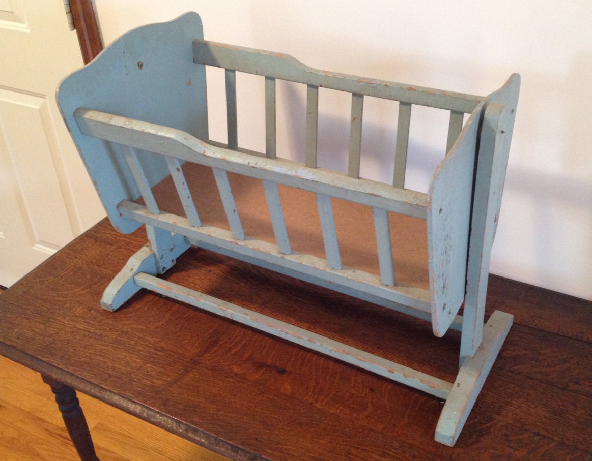 Vintage Wooden Swinging Baby or Doll Cradle Shabby Chic