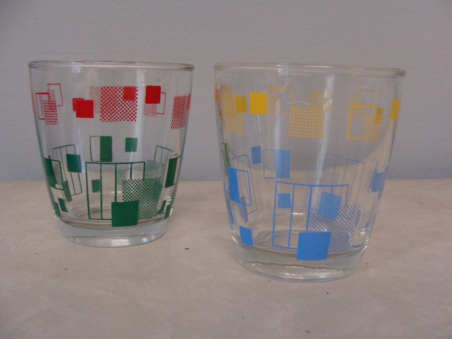 Vintage Drinking Glasses MCM Set of 2 Cocktail Glasses Fun