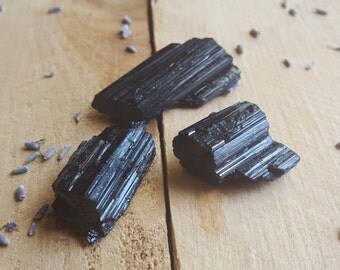 Raw Black Tourmaline Crystals 3pc Rough Tourmaline Stones Altar Crystals Meditation Stones Raw Crystal Set Yoga Crystals Raw Healing Stones