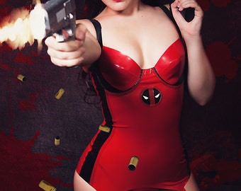 Latex Deadpool inspired Lingerie Set