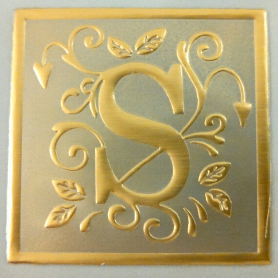 LETTER S MONOGRAM Embossed Metallic Gold on by