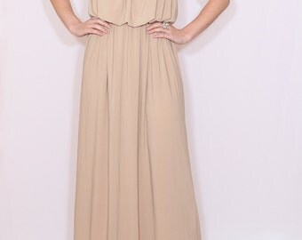 Beige bridesmaid dress Long nude dress Tan maxi dress