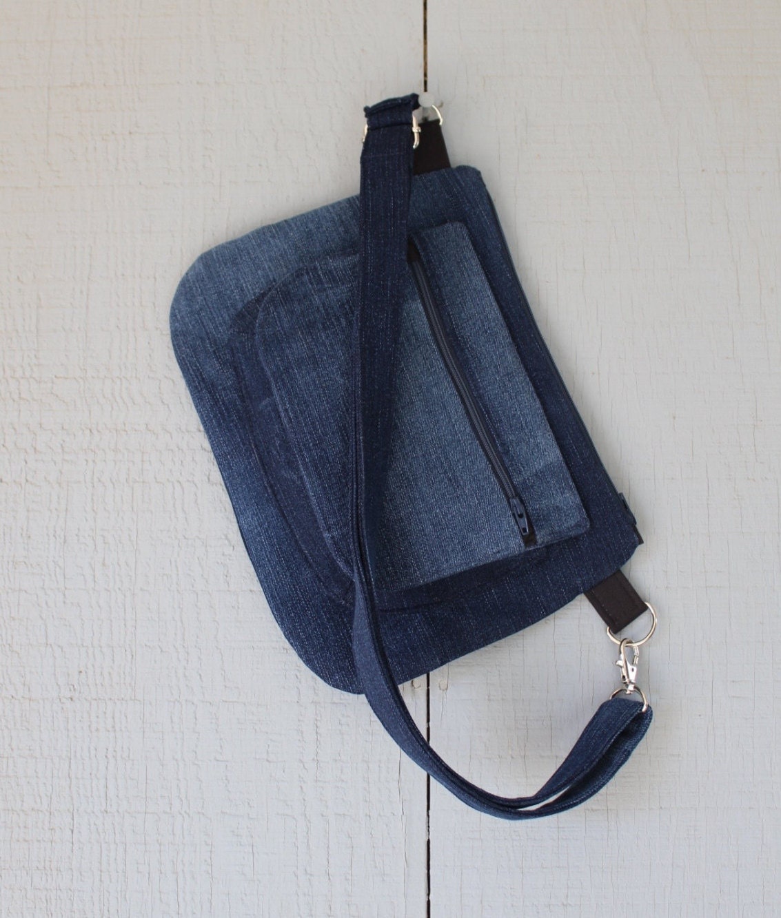 Denim Waist Bag with Adjustable Strap Large Top by AllintheJeans