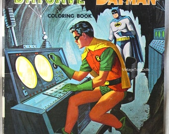 Vintage Batman Coloring Book Robin In The Batcave With Batman 1966