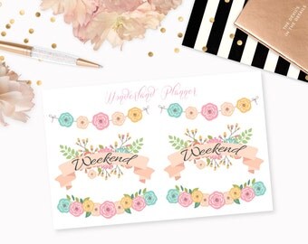 Weekend Floral Banners // Decorative Planner Stickers // Perfect for Erin Condren Vertical Life Planner