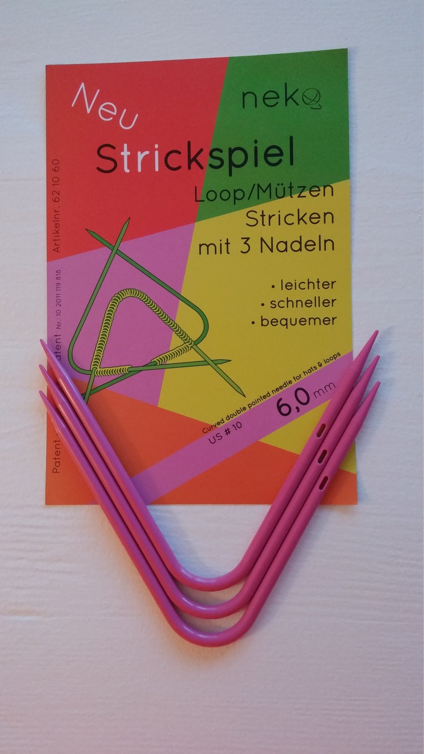 Neko Curved Double Pointed Knitting Needles Size US 10 Metric