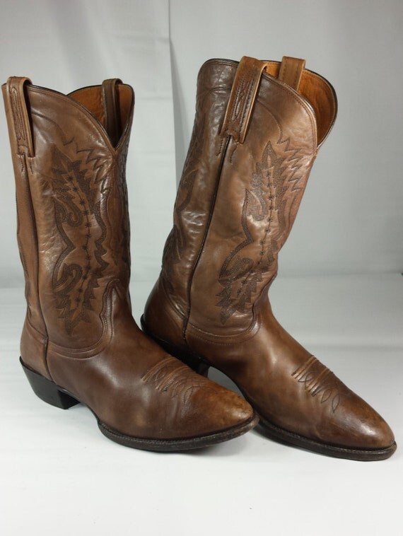 Vintage Nocona Mens Western Cowboy Boots Brown by vintagesaving