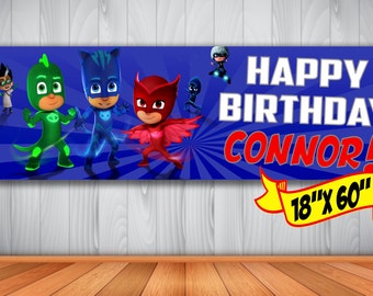 PJ Masks Personalized Indoor/Outdoor Birthday Banner