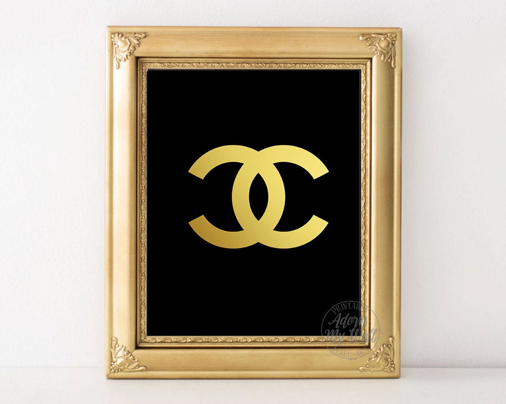 Chanel chanel logo coco cc gold print vintage by AdornMyWall