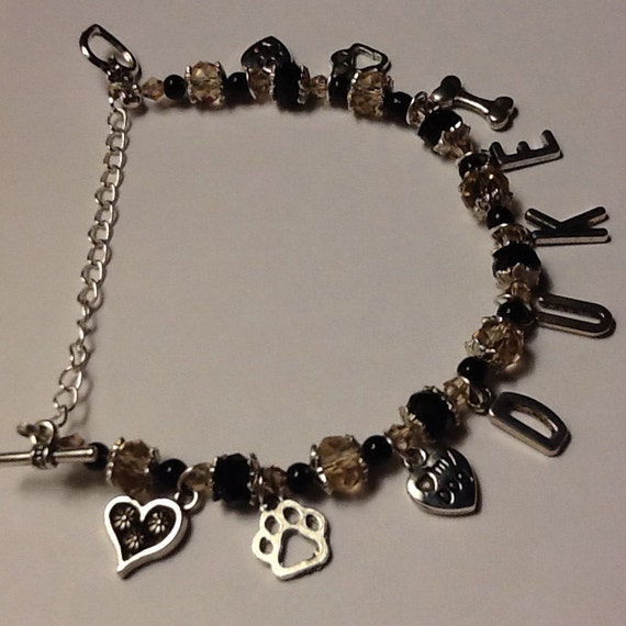 Custom Dog Charm Bracelet Personalized Dog Bracelet Love My