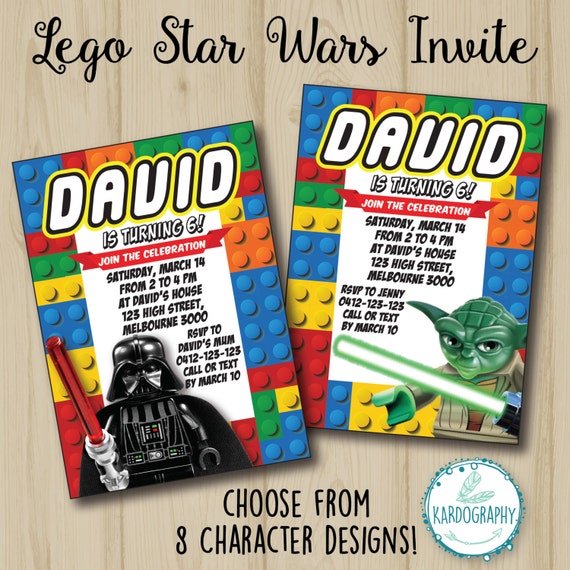 Lego Star Wars Invitation. Choose from 8 Characters by ...