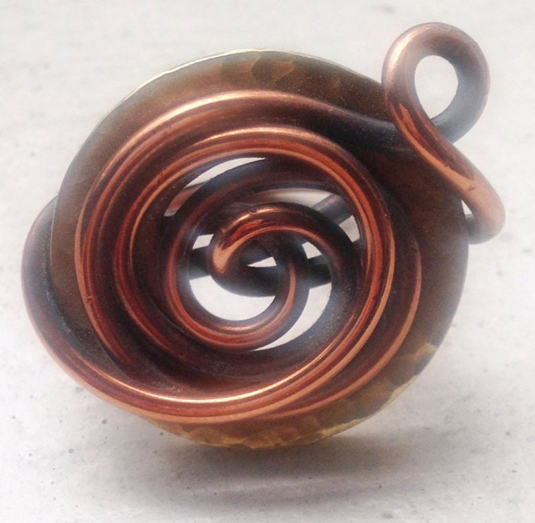 Copper and brass ring Antiquecopper and hammered brass ring