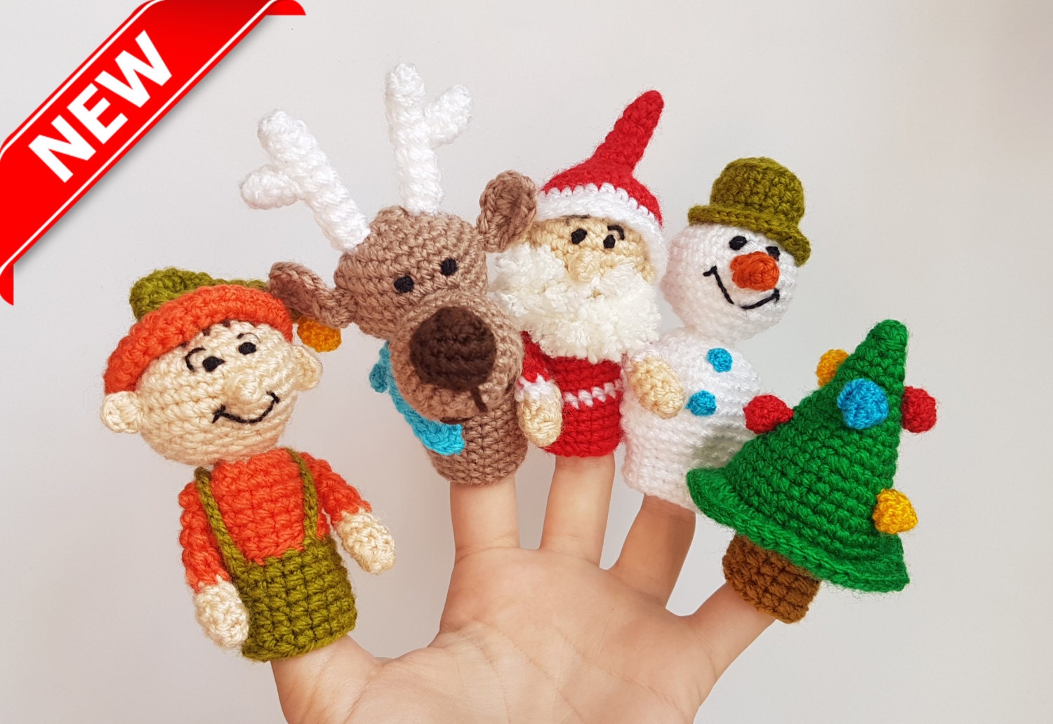 Christmas Finger Puppets crochet puppets Christmas toys finger