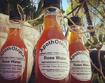 Organic Rose Water - Old Fashioned Skin Care - Facial Toner, Hair Rinse, Bath Soak, Body Mist, Sustainable, Fair Trade, Eco Friendly