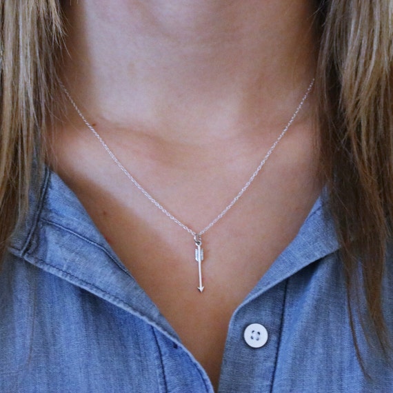 Arrow Necklace Sterling Silver Vertical Arrow Necklace
