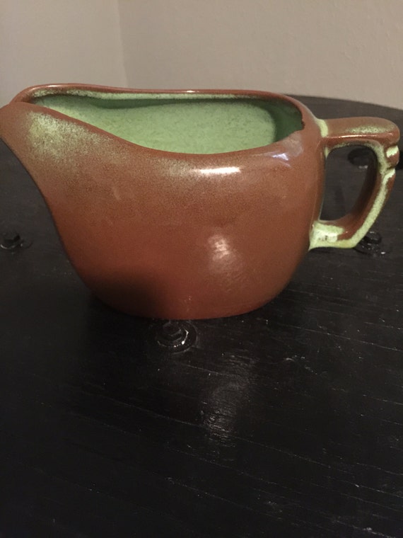 Frankoma Pottery Prairie Green Gravy Boat Vintage Dining