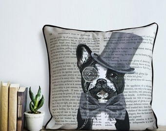 French bulldog pillow French bulldog cushion - Formal Hat & Hound throw pillow French bulldog gift frenchie pillow bulldog lover decor