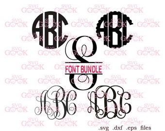 Font Bundle SVG cut files, Digital Font svg, Monogram Font SVG cut files for Cricut Silhouette Brother US Cutter