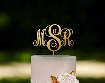 Initial Cake Topper Monogram Cake Topper Couple Name Cake Topper Rustic Wood Cake Topper Gold cake topper Silver cake topper