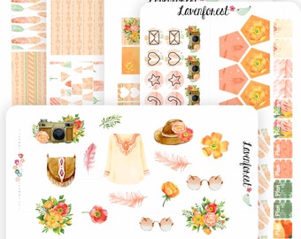 Boho planner sticker kit, bohemian stickers, stickers bohemian, planner sticker kit for use with ERIN CONDREN LIFEPLANNER™ and happy planner