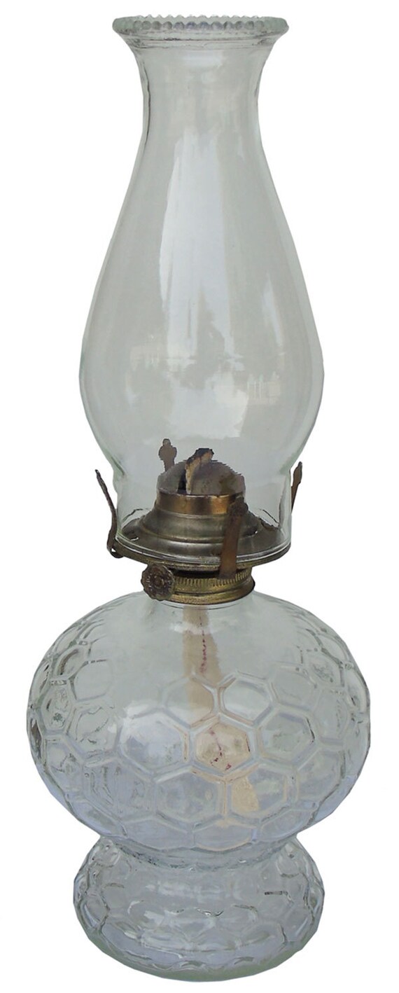 Vintage Clear Glass Oil Lamp 19401960's