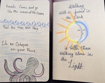 Creative Quote Journal Notebook - Unique Handmade Personalized. A Perfect Gift for Friends or Yourself. Moleskine Cahiers Collection.