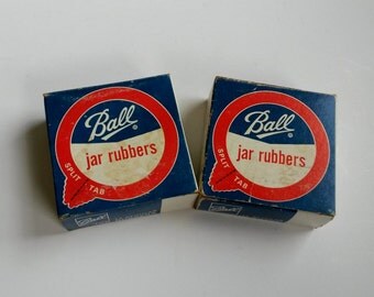 Ball Jar Rubbers, New Old Stock, 2 Boxes of 12, Rubber Canning Jar Rings, Ball Corporation, 1975