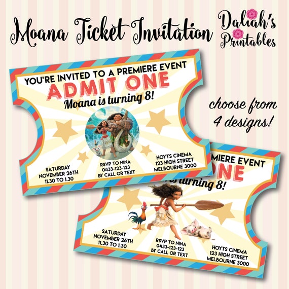 Moana Ticket Invitations 10