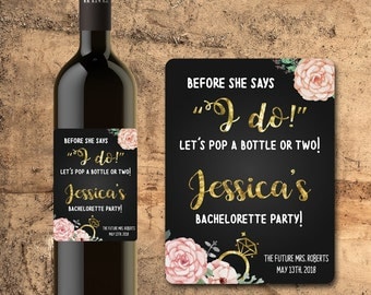 BACHELORETTE PARTY WINE Labels, Party, Gift, Favors Pop a Bottle