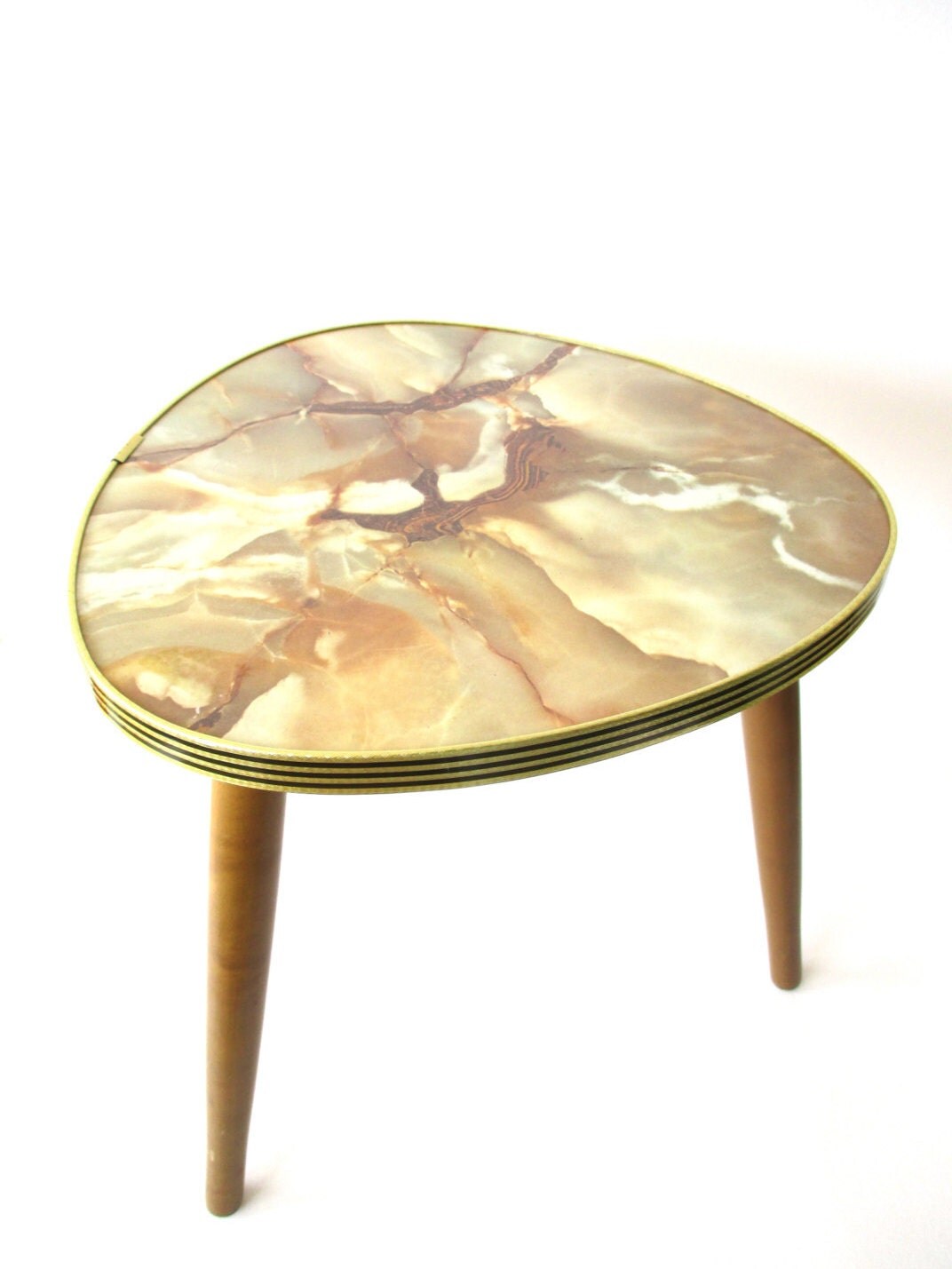 Marble Plant Stand Midcentury Tripod Plant Stand Taupe Brown