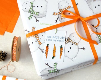 Christmas Snowman Wrapping Paper Set - Festive Gift Wrap - Quirky Eco Friendly Paper - Children's Christmas Wrap