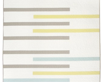 SUMMER SALE! Modern Quilt Throw - Beach Glass- Split Picket