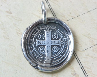 St Benedict Cross Wax Seal Necklace / Pendant