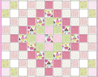 Little Cupcake Baby Quilt Kit~Too Cute to Describe~Paisley~Rosebuds~Pink~Green~White~ Fabric~QK#45