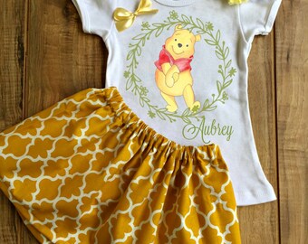 Personalized Winnie the Pooh Skirt Set - Winnie the Pooh Birthday Dress - Winnie the Pooh Outfit - Winnie the Pooh Dress