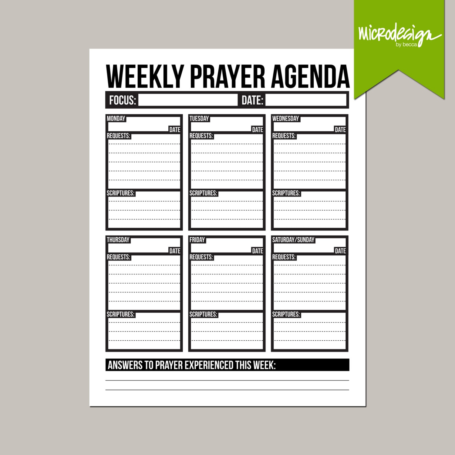 weekly prayer agenda: printable pdf sheet weekly prayer agenda: printable pdf sheet