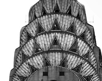 Art Deco, Chrysler Building, New York Print, Black White New York Photography, Large Wall Art, Architecture